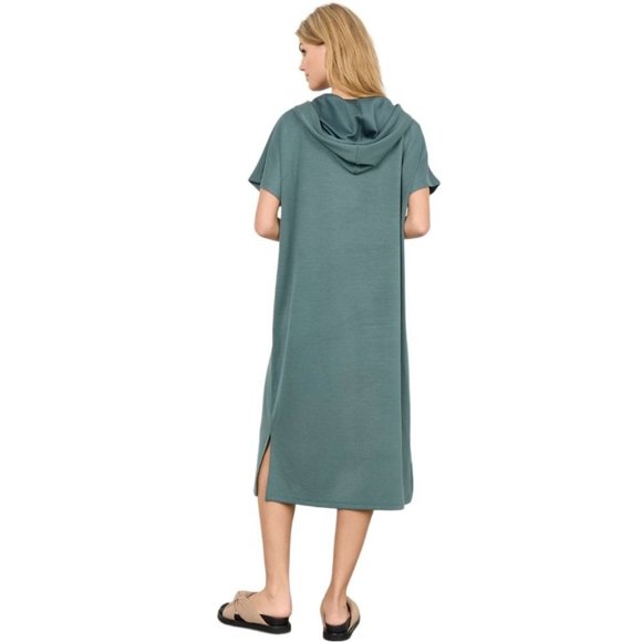 NWT SOYA CONCEPT BANU  ''Escape The Ordinary'' Shadow Green Sweatshirt Dress - Picture 3 of 6